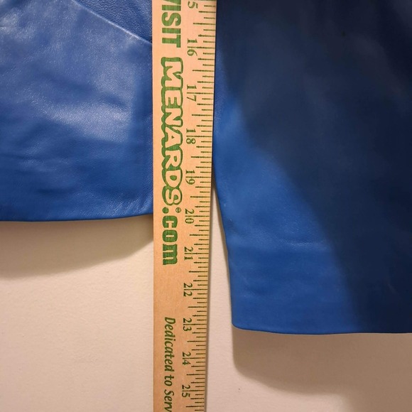 Pendleton Blue Leather Jacket‎ Mandarin Collar Zip Front Size Small READ - Picture 6 of 8